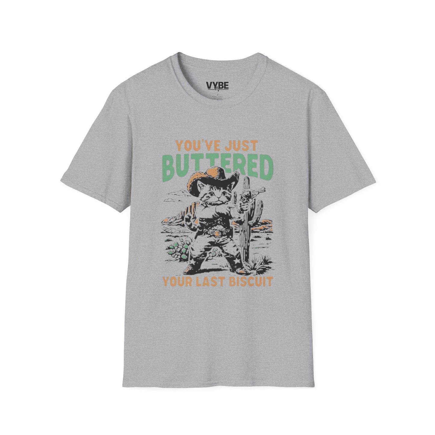 Funny- You've Just Buttered Your Last Biscuit T-shirt, Cute Cowboy Kitten Design - VYBE Shop