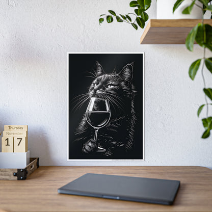 Cat Chic Cat Art Poster, Wine Lover Decor, Cat Poster, Pet Lover Gift, Wall Art Print - VYBE Shop