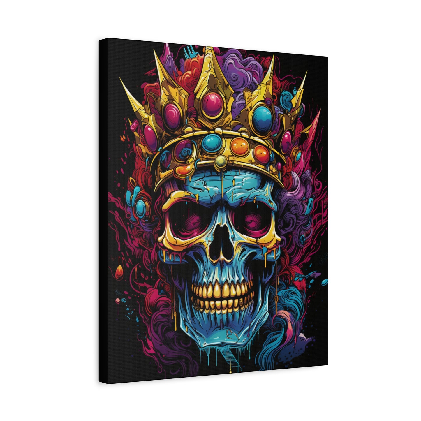 Colorful Skull Canvas Art - Vibrant Home Decor, Gothic Wall Print, Edgy Gift, Halloween Decoration, Art for Music Lovers - VYBE Shop