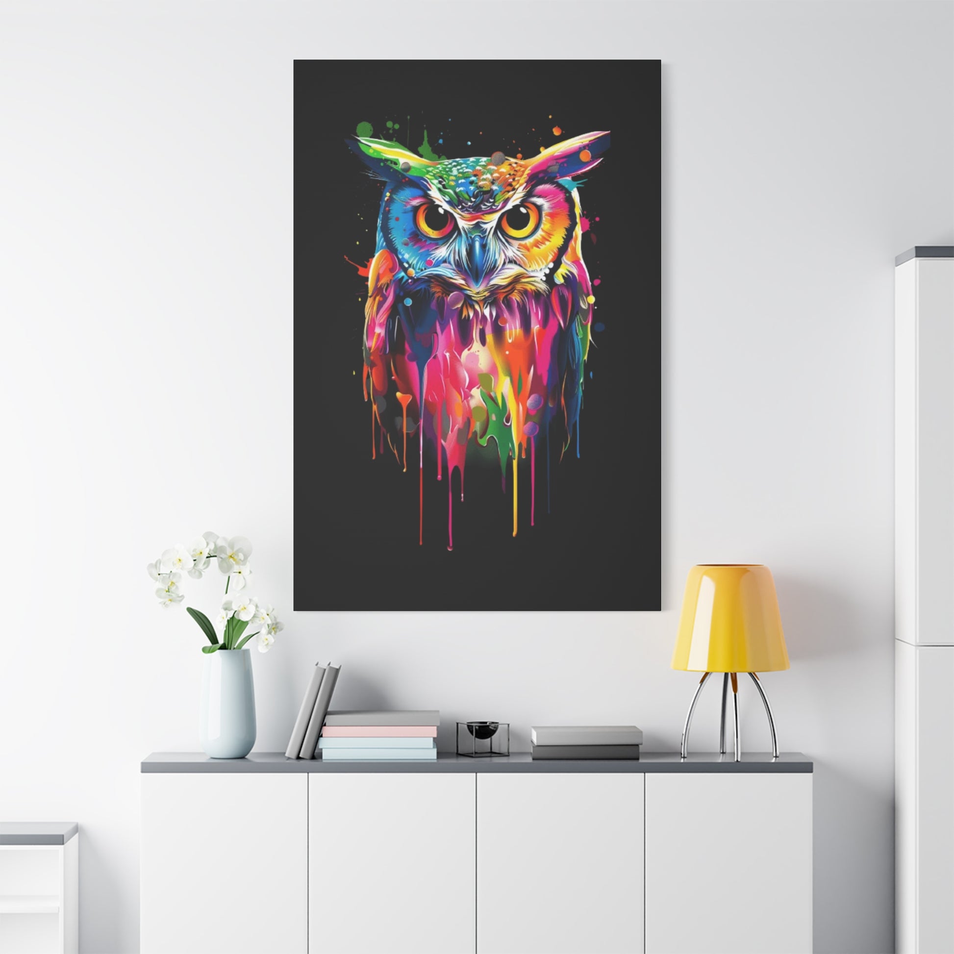 Neon Owl Matte Canvas Framed Print - VYBE Shop