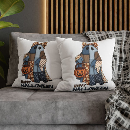 Halloween Ghost Pillowcase | Spun Polyester Cushion Cover, Fall Decor, Spooky Home, Cozy Halloween, Gift for Halloween Lovers - VYBE Shop