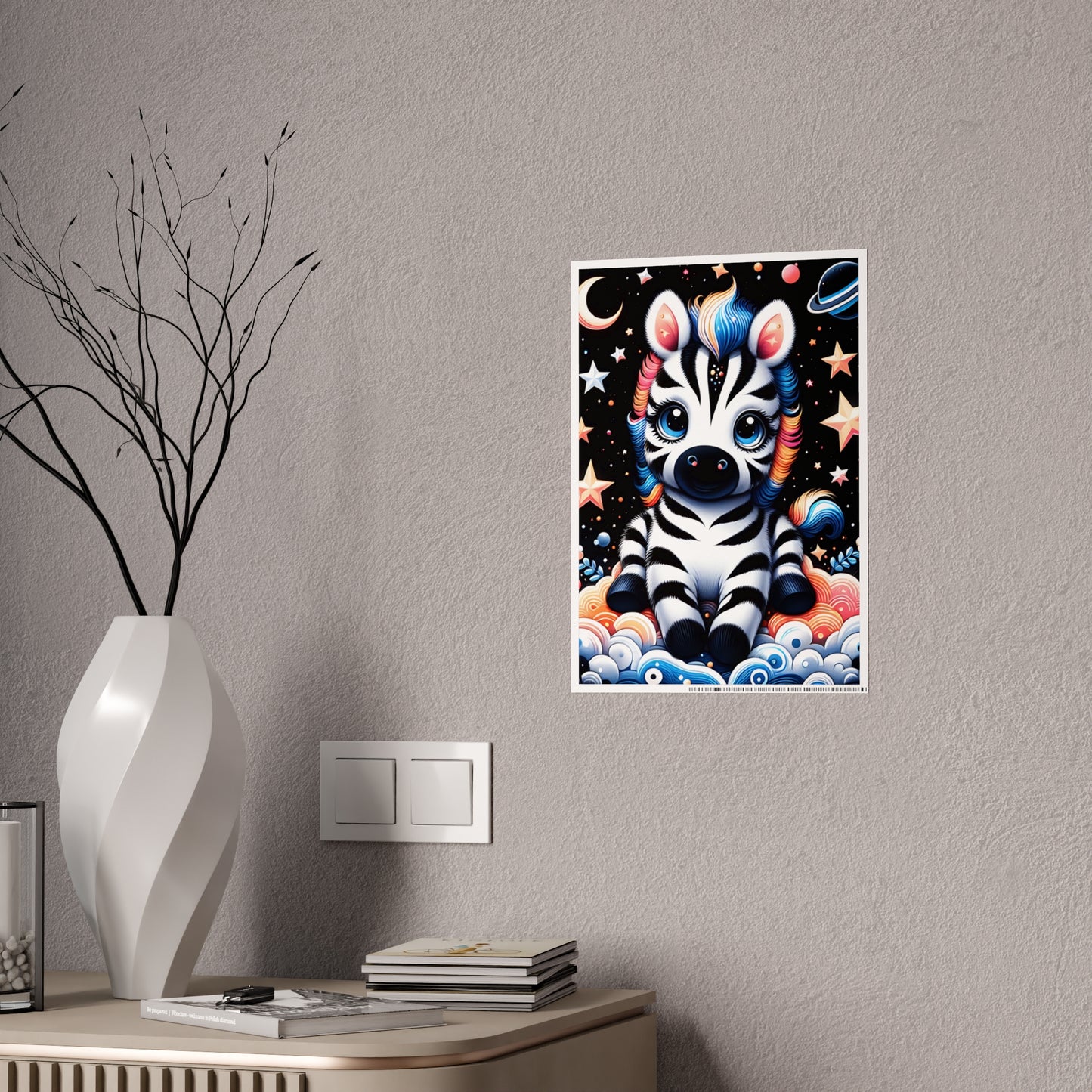 Cute Zebra Poster - Whimsical Gloss Wall Art - VYBE Shop