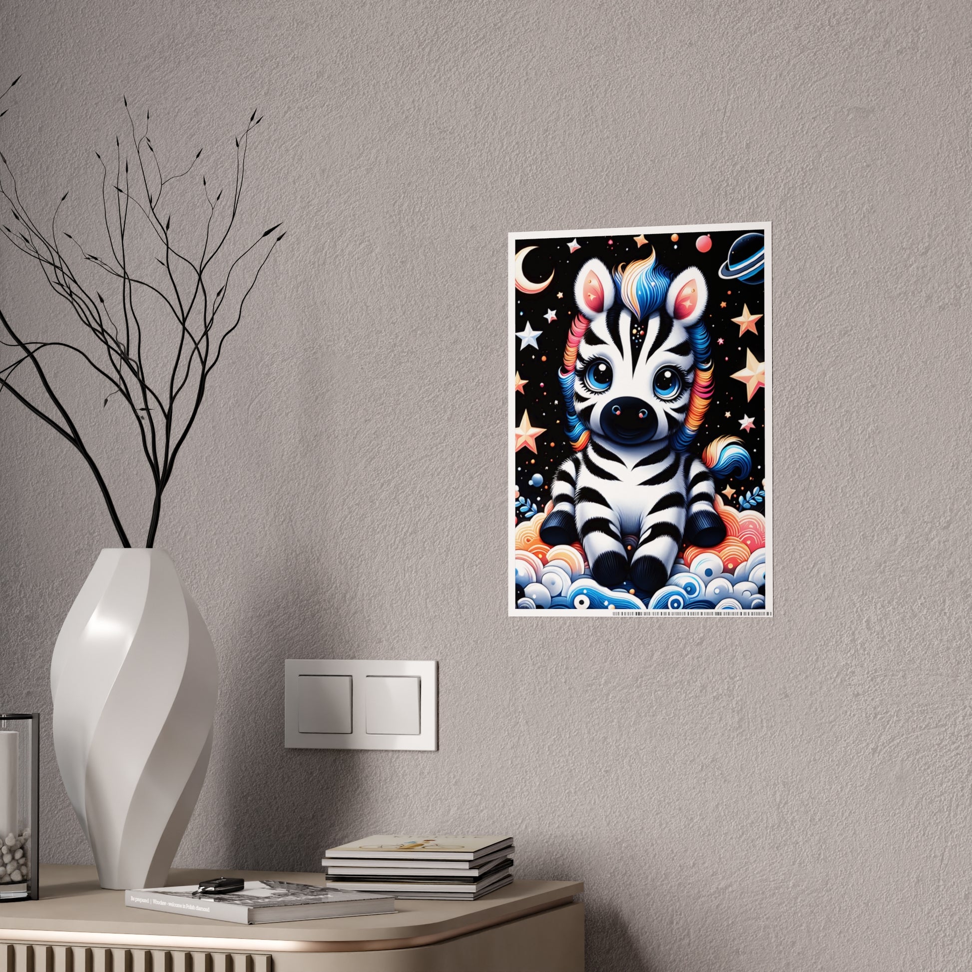 Cute Zebra Poster - Whimsical Gloss Wall Art - VYBE Shop