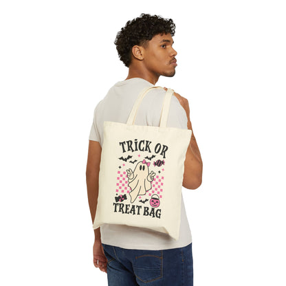 Halloween Trick or Treat Tote Bag, Spooky Cute Bag, Cute Canvas Carryall, Fall Festival Essential - VYBE Shop