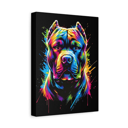 Neon Pitbull Canvas Art Print | Pet Lover Wall Decor, Dog Decor, Home Art, Gift for Dog Owners, Vibrant Animal Wall Art - VYBE Shop