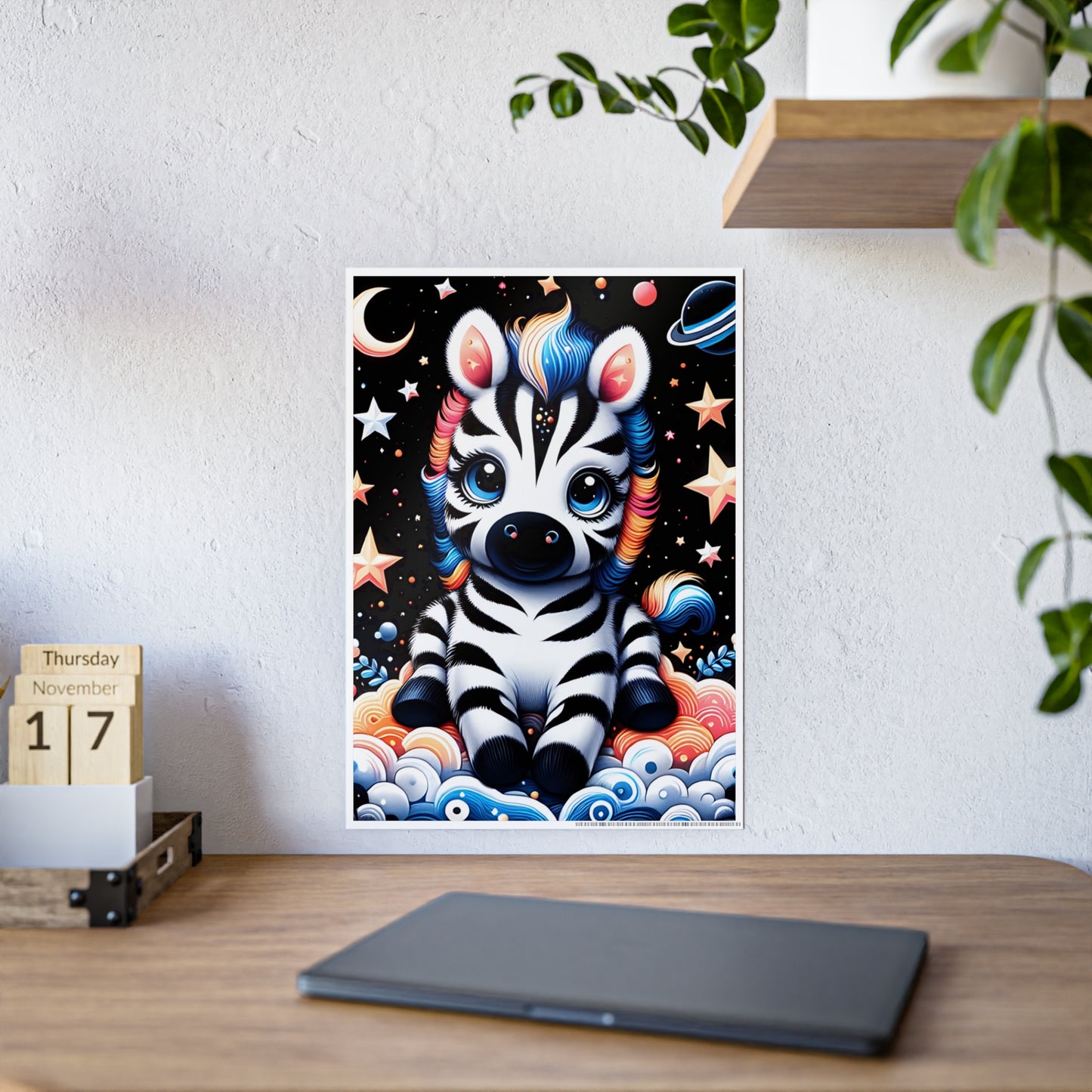 Cute Zebra Poster - Whimsical Gloss Wall Art - VYBE Shop
