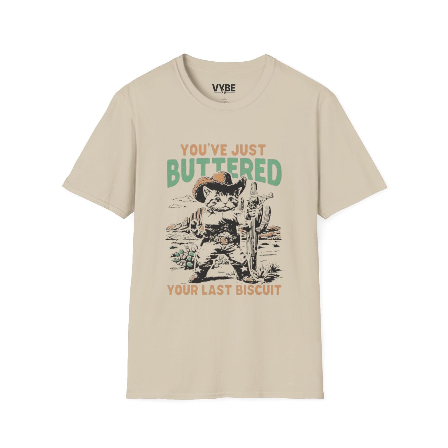Funny- You've Just Buttered Your Last Biscuit T-shirt, Cute Cowboy Kitten Design - VYBE Shop