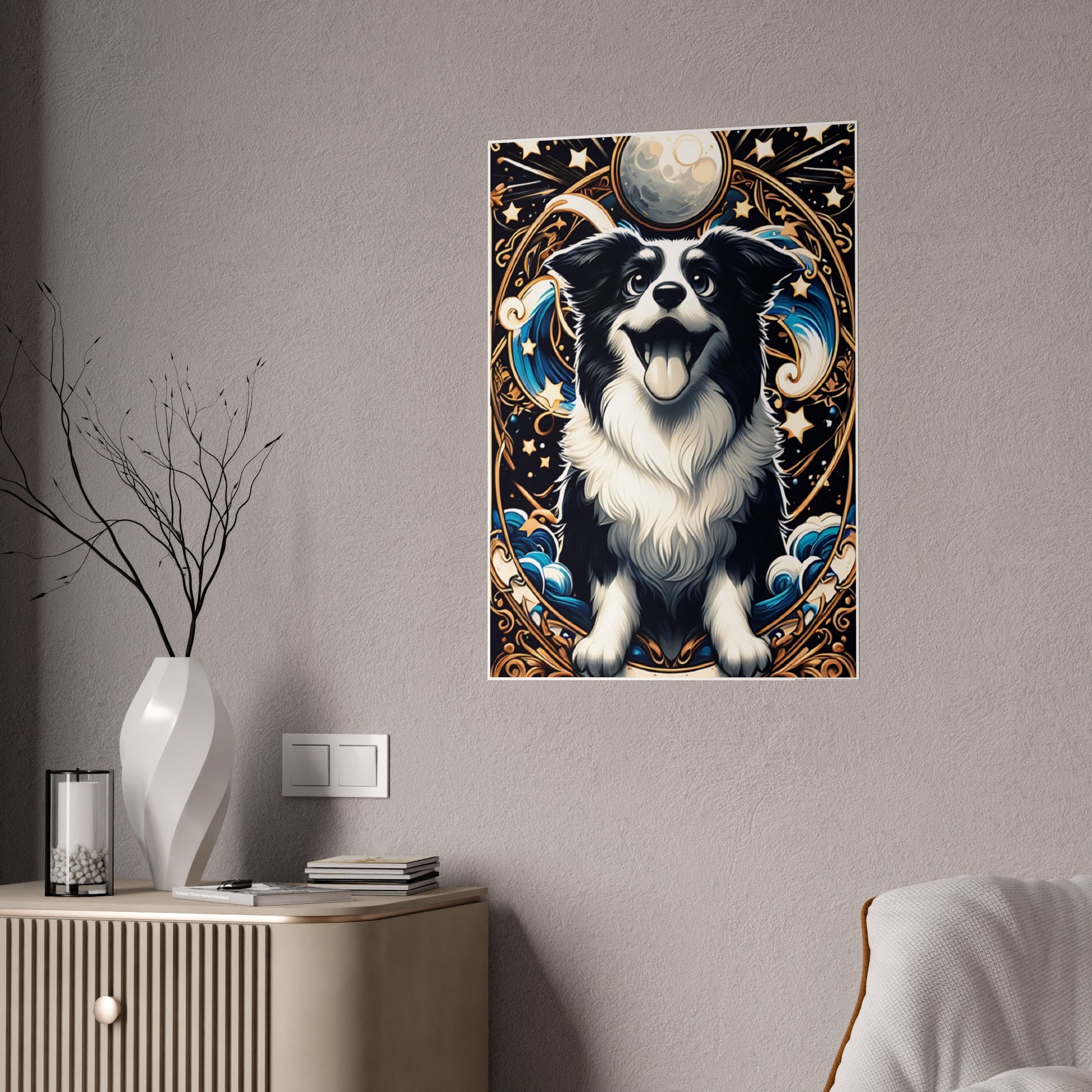 Glossy Dog Art Poster, Magical Pet Wall Decor - VYBE Shop