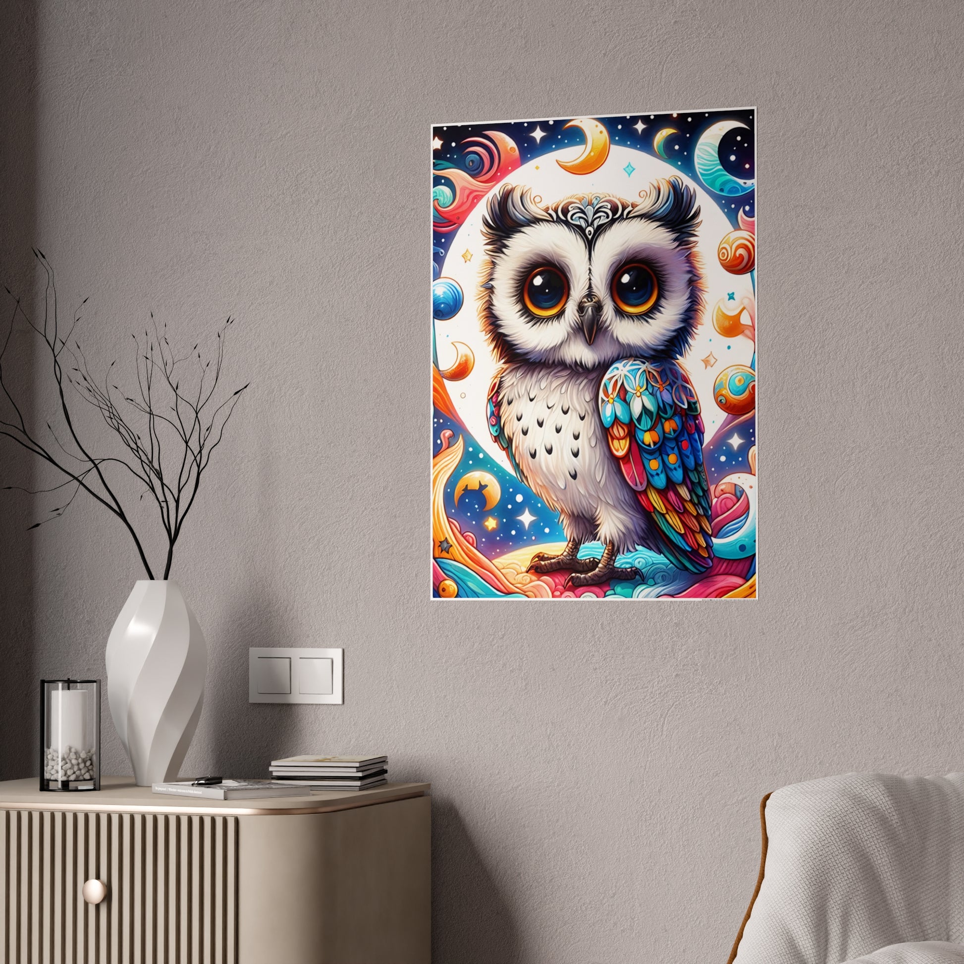 Vibrant Owl Art Poster, Colorful Wall Decor - VYBE Shop