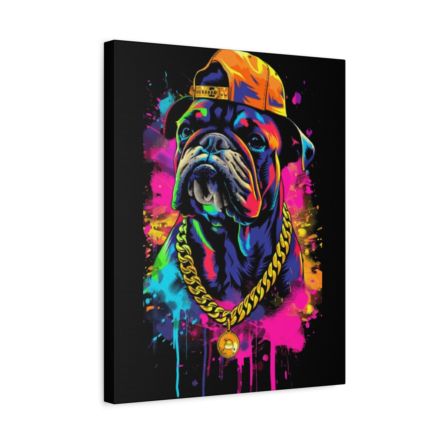 Vibrant Dog In Chain Canvas Print - VYBE Shop