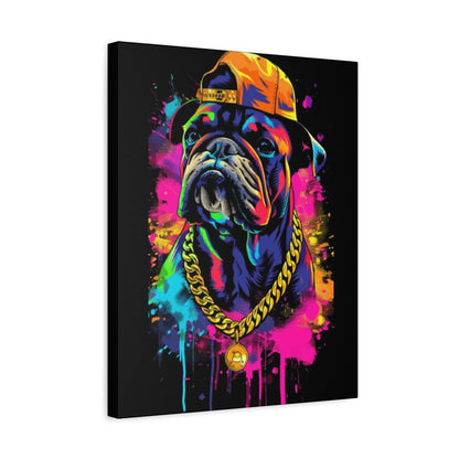 Vibrant Dog In Chain Canvas Print - VYBE Shop