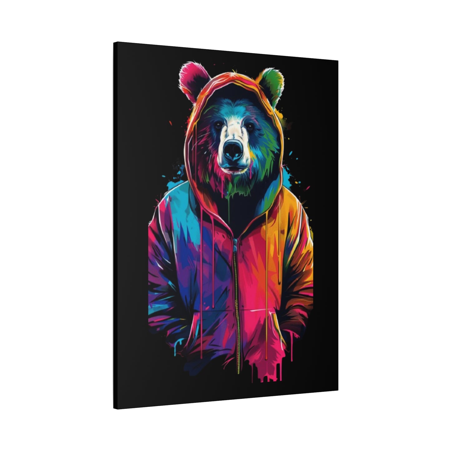 Vibrant Bear Canvas Art, Colorful Wall Decor, Modern Animal Painting, Home Aesthetic, Unique Gift Idea, Wildlife Lover Decor - VYBE Shop