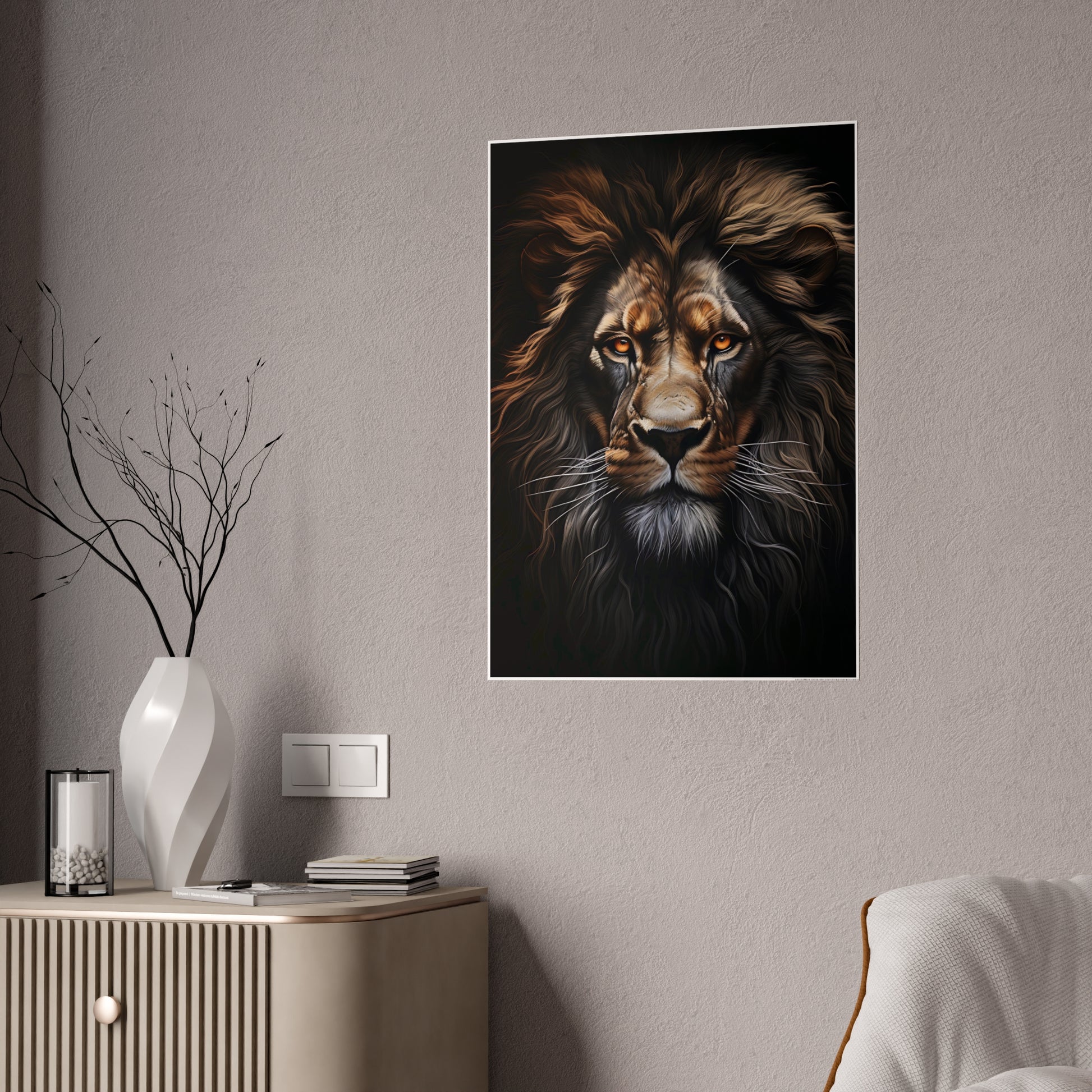 Lion Majestic Lion Gloss Poster | Beautiful Lion Wall Art, Wild Animal Decor, Gift for Nature Lovers - VYBE Shop