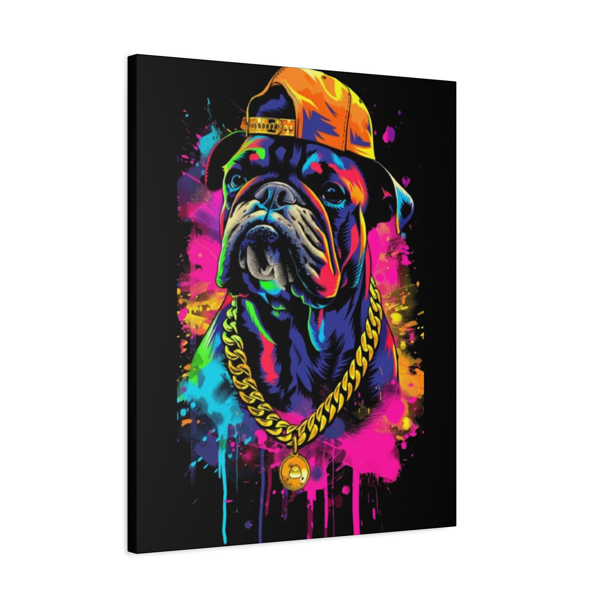 Vibrant Dog In Chain Canvas Print - VYBE Shop