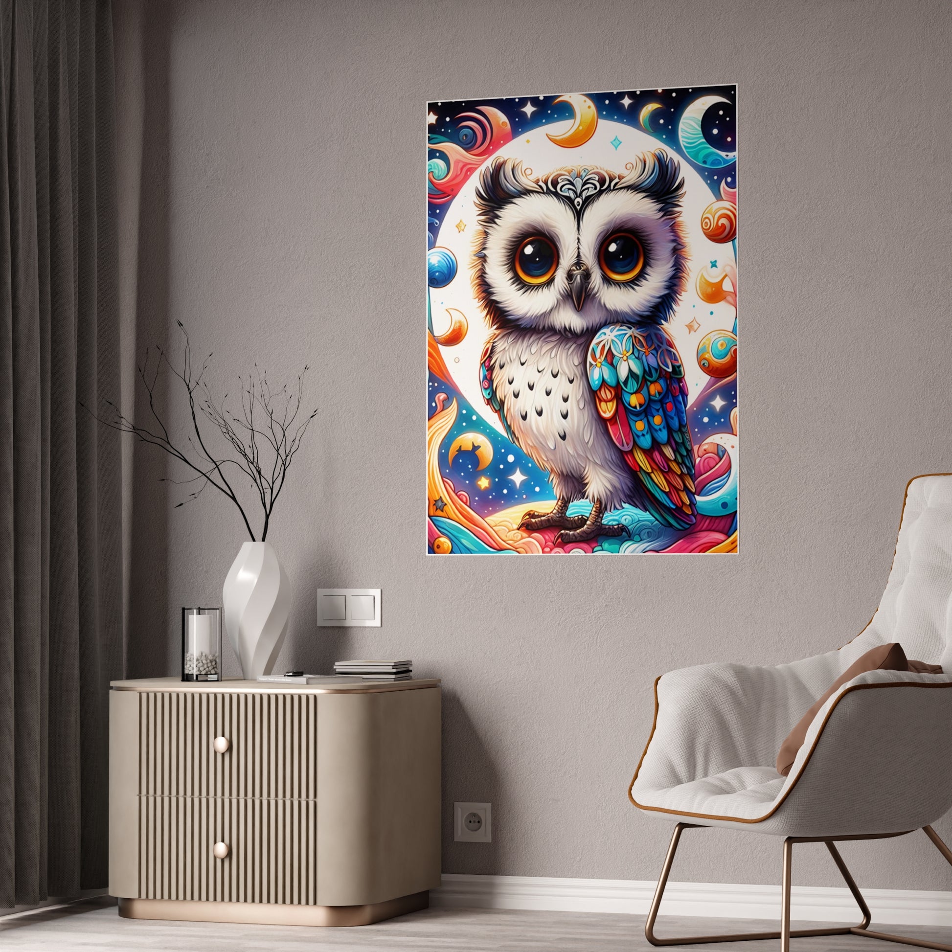 Vibrant Owl Art Poster, Colorful Wall Decor - VYBE Shop