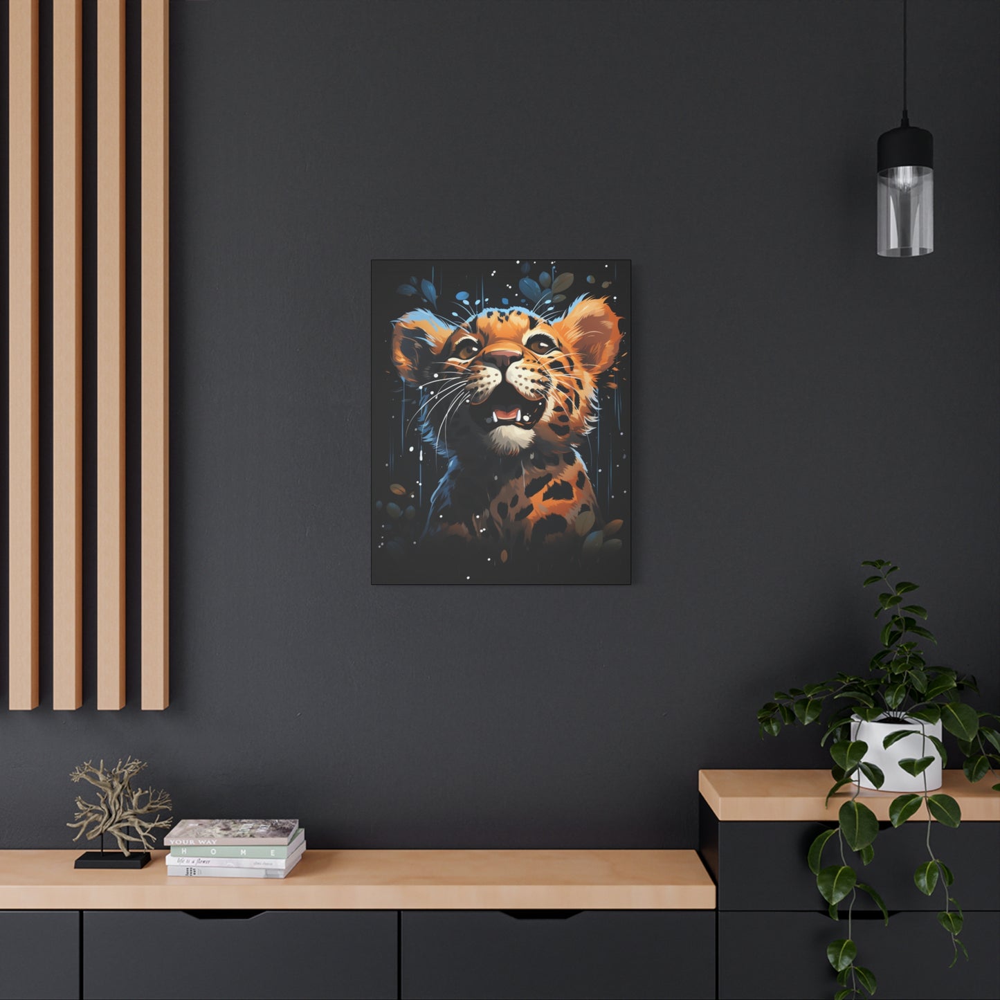 Whimsical Canvas Art, Cute Leopard Wall Decor, Animal Lover Gift, Kids Room Wall Art, Safari Theme Decor - VYBE Shop