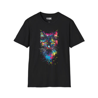 Vibrant Cat Graphic T-Shirt - VYBE Shop