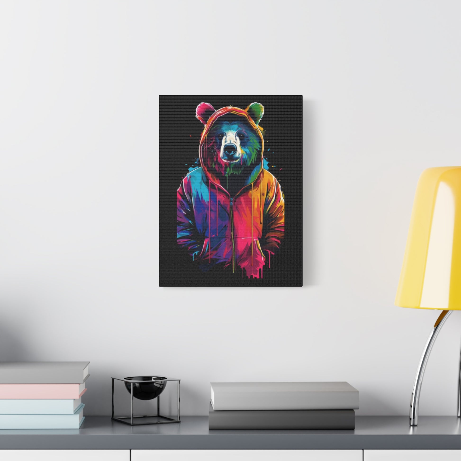 Vibrant Bear Canvas Art, Colorful Wall Decor, Modern Animal Painting, Home Aesthetic, Unique Gift Idea, Wildlife Lover Decor - VYBE Shop