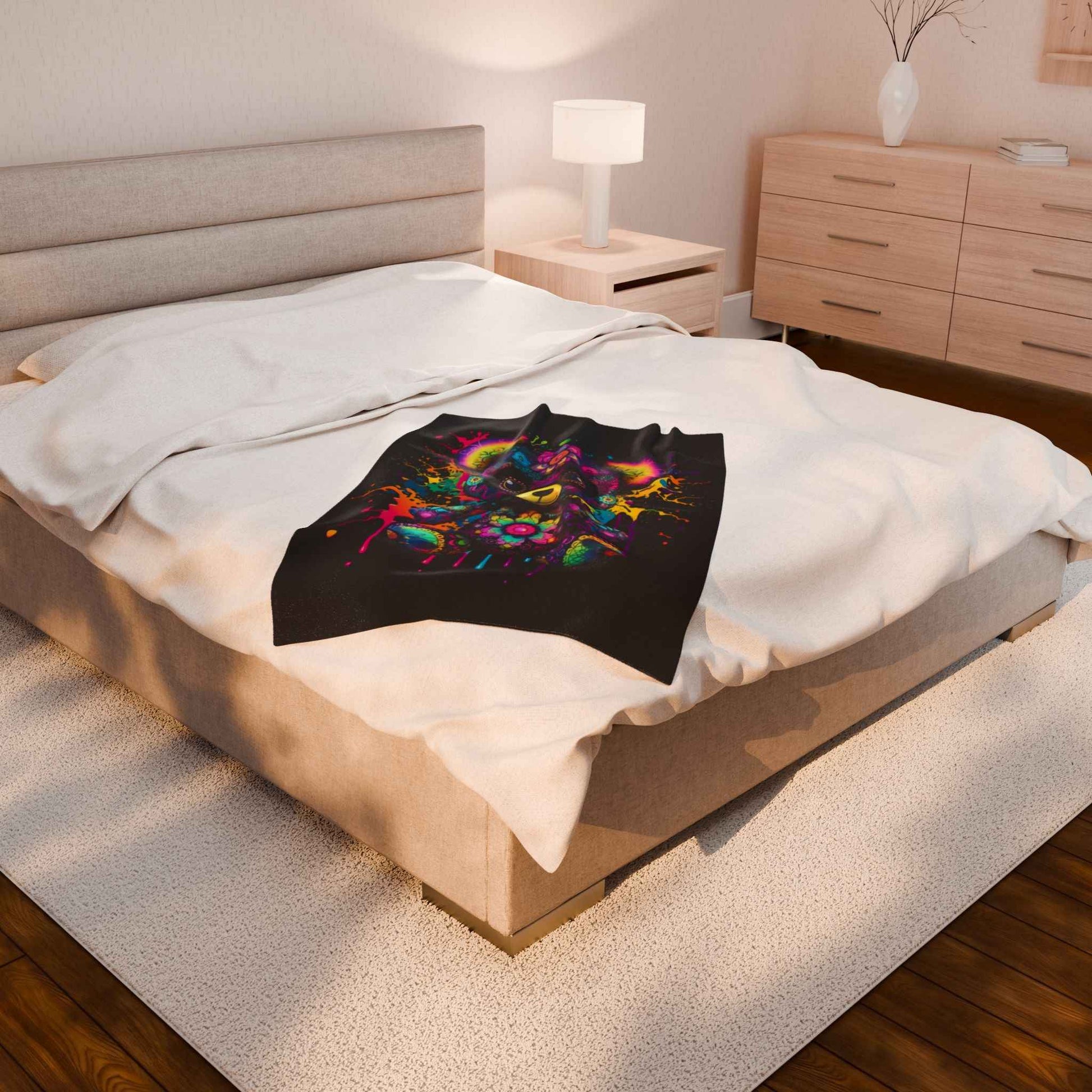 Colorful Bear Plush Blanket