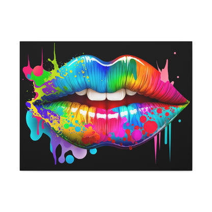 Neon Lip Art Canvas Wall Decor, Vibrant Lips Art, Pop Art Canvas, Home Decor, Gift for Art Lovers, Colorful Wall Art - VYBE Shop