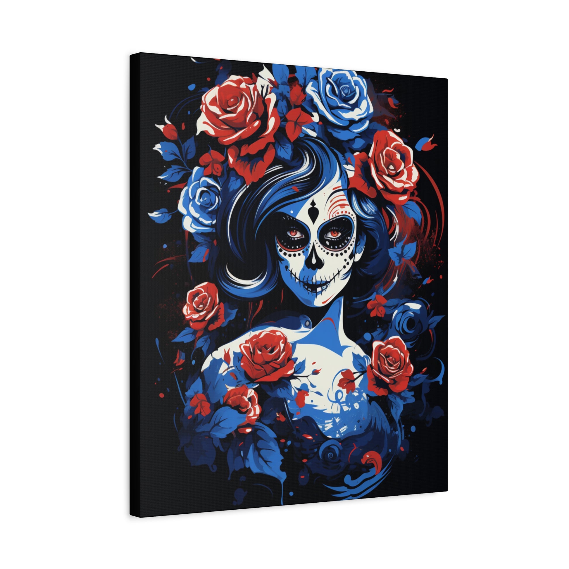 Stretched Canvas Art Print, Colorful Floral Skull Design, Wall Decor for Home, Dia de los Muertos, Gothic Vibe, Unique Gift, Art Lovers - VYBE Shop
