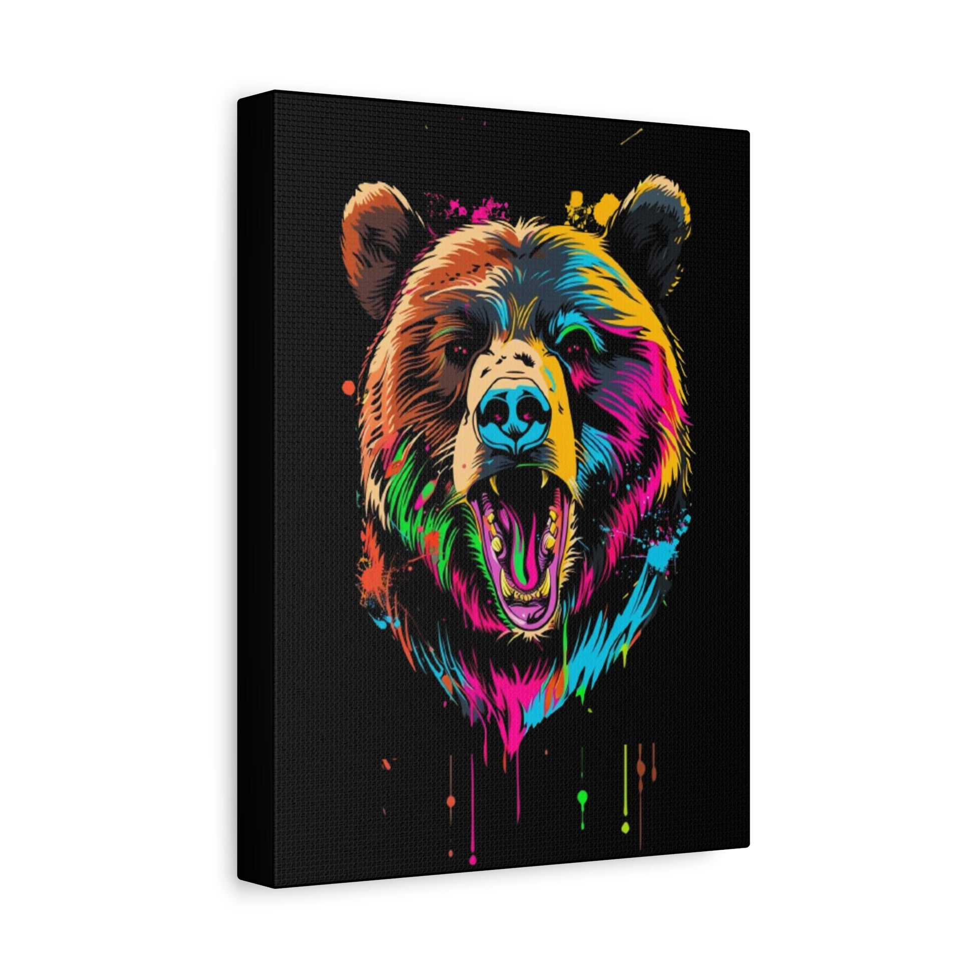 Neon Bear Canvas Art, Colorful Animal Wall Decor, Wildlife Gift, Modern Home Accent, Unique Artwork for Nature Lovers - VYBE Shop