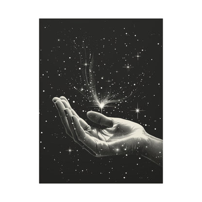 Stretched Canvas Wall Art, Celestial Hand Design, Spiritual Home Decor, Modern Art for Living Room, Gift for Space Lovers - VYBE Shop