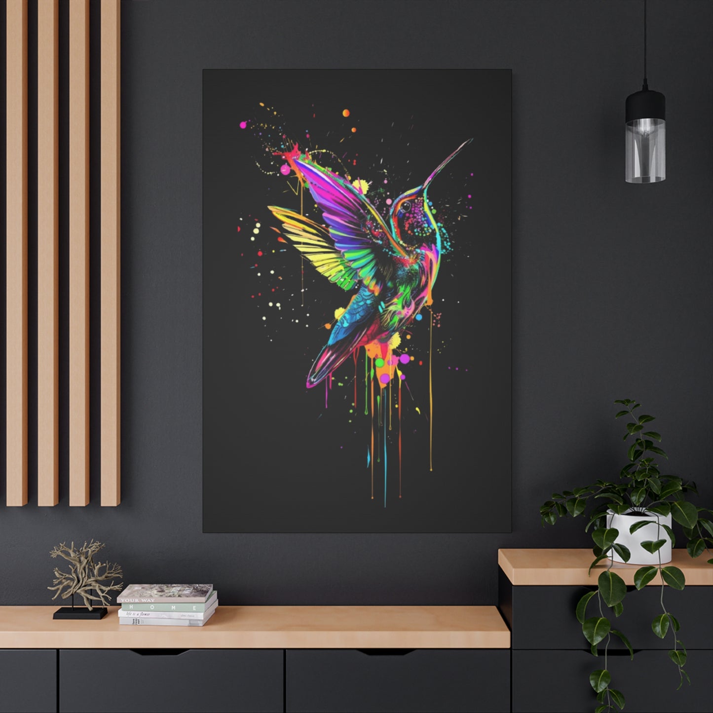 Neon Hummingbird Matte Canvas, Stretched, 1.25" - VYBE Shop