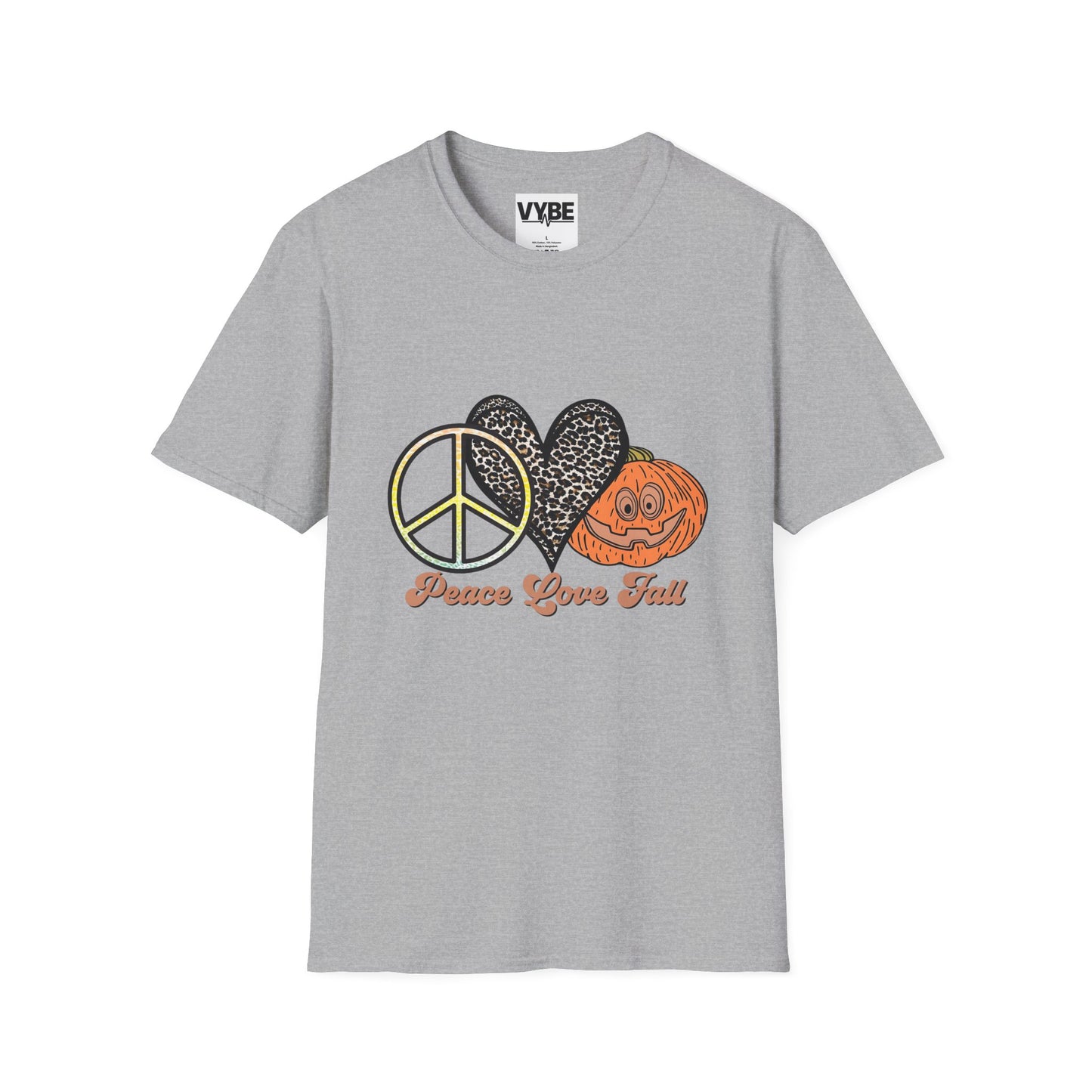 Fall- Vibes Unisex T-Shirt - Peace Love Fall, Autumn Tee, Halloween Shirt, Cozy Casual Wear, Gift for Pumpkin Lovers - VYBE Shop