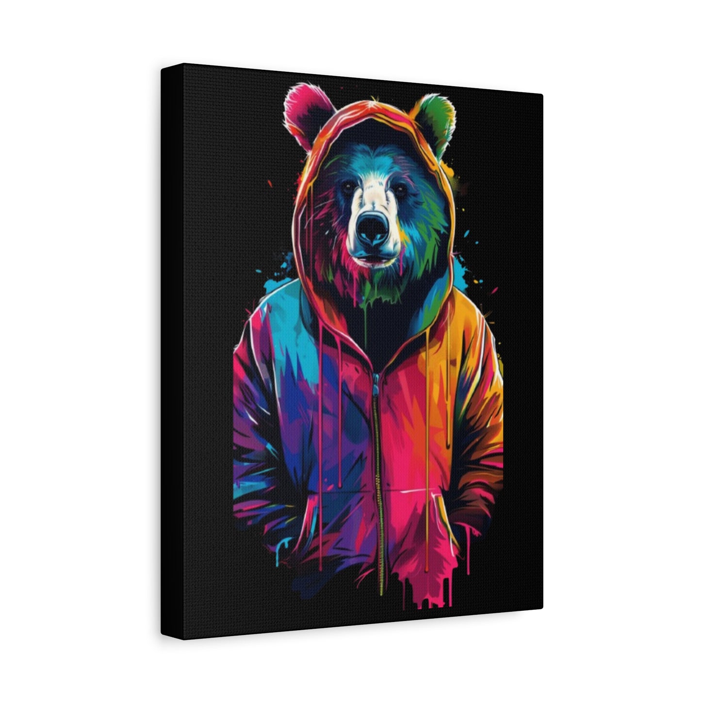 Vibrant Bear Canvas Art, Colorful Wall Decor, Modern Animal Painting, Home Aesthetic, Unique Gift Idea, Wildlife Lover Decor - VYBE Shop
