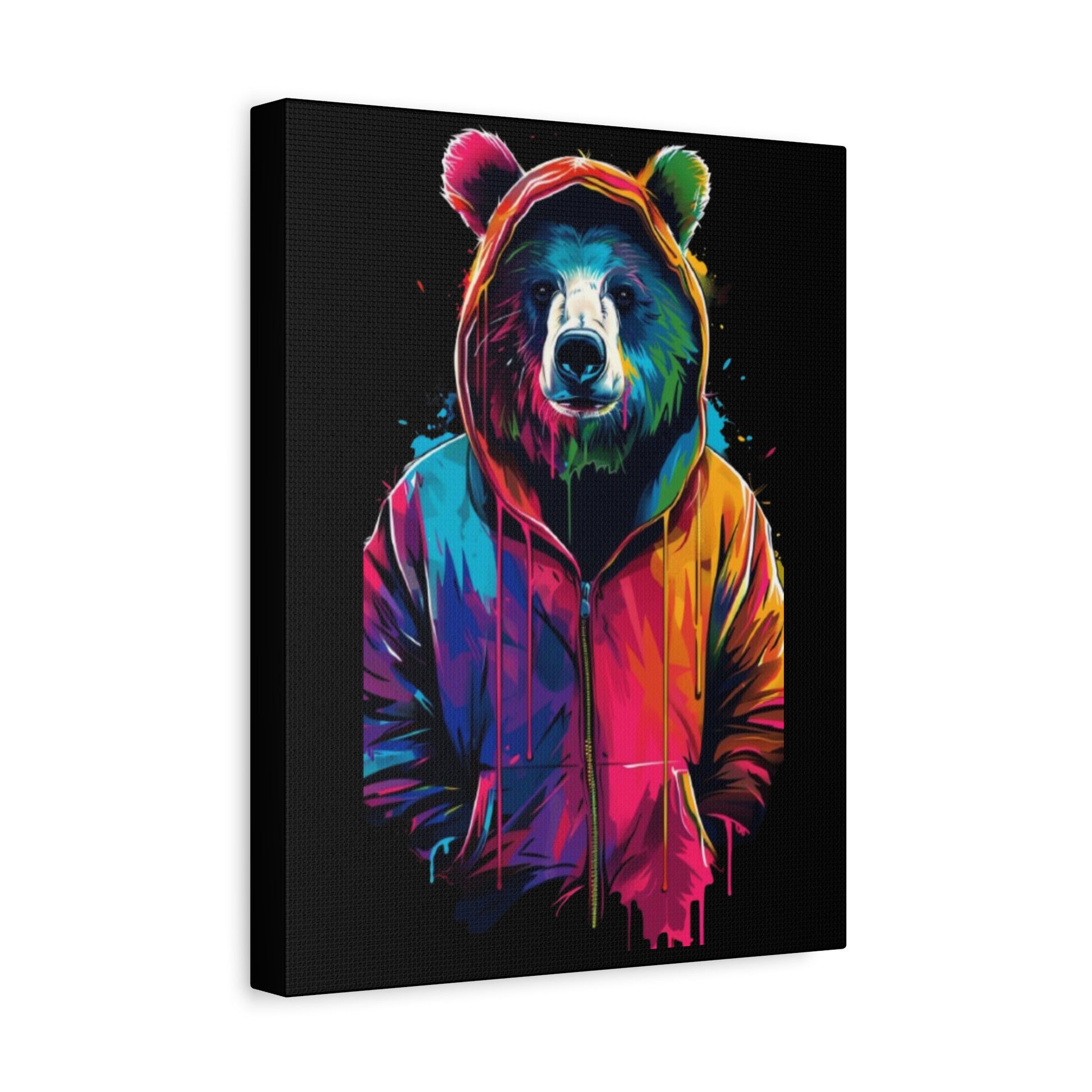 Vibrant Bear Canvas Art, Colorful Wall Decor, Modern Animal Painting, Home Aesthetic, Unique Gift Idea, Wildlife Lover Decor - VYBE Shop