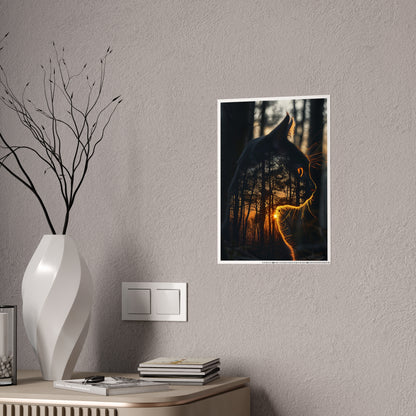 Cat Mystical Poster - Glossy Wall Art for Nature Lovers, Home Office Aesthetic, Perfect Cat Lover Gift and Animal Art Print - VYBE Shop