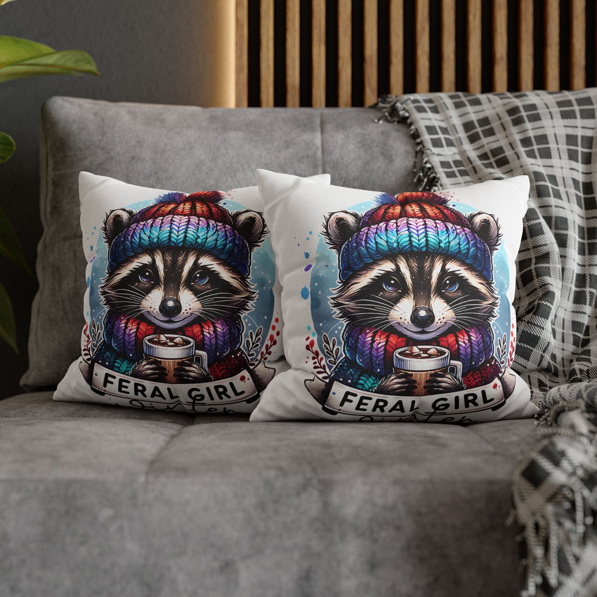Feral Girl Winter Pillowcase - Cozy Decor for Animal Lovers, Perfect Winter Chill Vibe Home Accent Cushion Cover - VYBE Shop