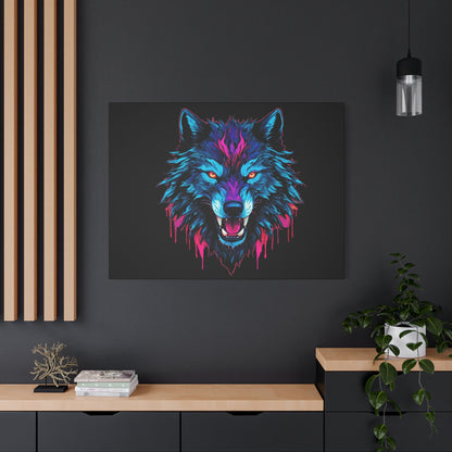 Neon Wolf Canvas Art, Colorful Wolf Wall Decor, Animal Lover Gift, Bold Home Decoration, Unique Art Print - VYBE Shop
