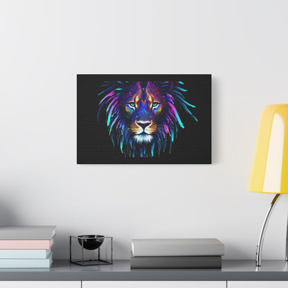 Neon Lion Canvas Wall Art, Colorful Home Decor, Animal Lover Gift, Jungle Theme Room Decoration, Unique Artwork for Living Room, [...] - VYBE Shop