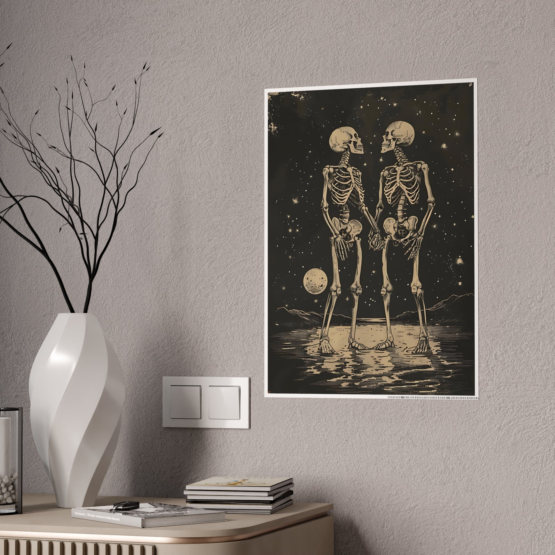 Skeleton Lovers Poster - Dark Aesthetic Decor and Gothic Home Accents - VYBE Shop