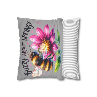 Buzzing Spring Pillowcase - Bee Decor Floral Cushion Cover for Spring Home Decor, Perfect Gift for Bee Lovers and Nature-Inspired Decor - VYBE Shop