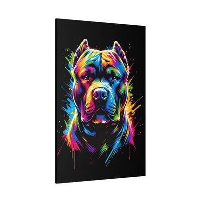 Neon Pitbull Canvas Art Print | Pet Lover Wall Decor, Dog Decor, Home Art, Gift for Dog Owners, Vibrant Animal Wall Art - VYBE Shop