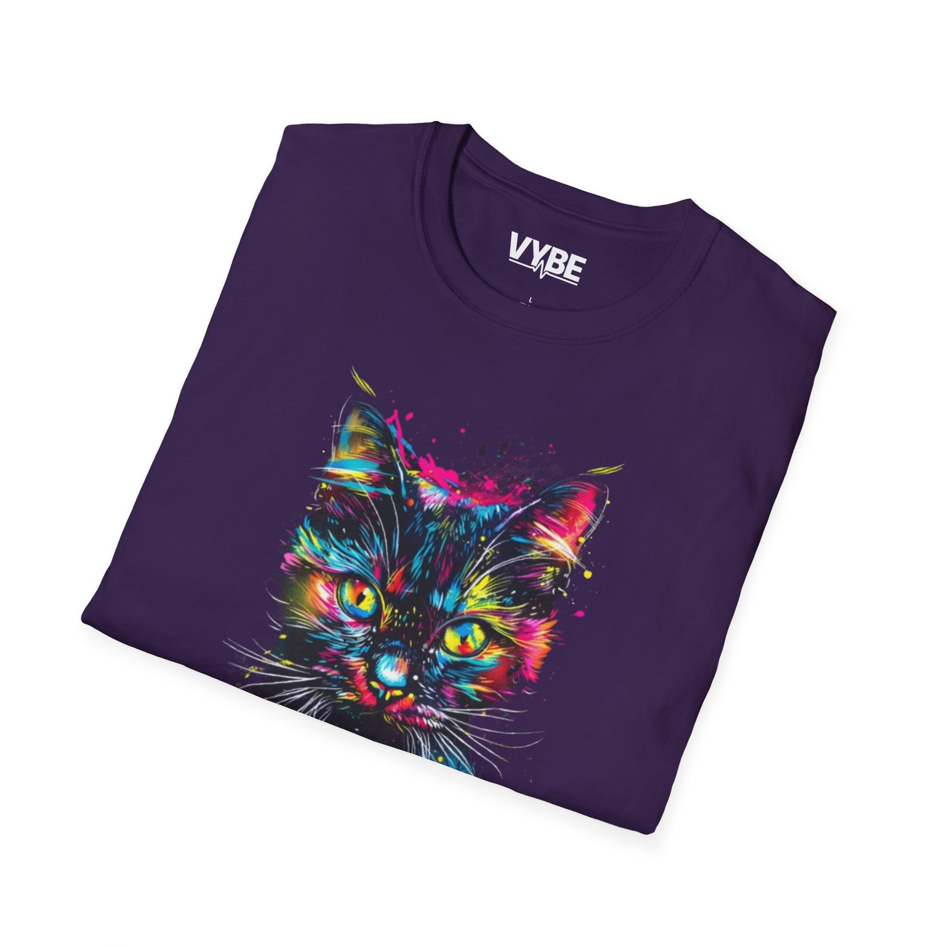 Vibrant Cat Graphic T-Shirt - VYBE Shop