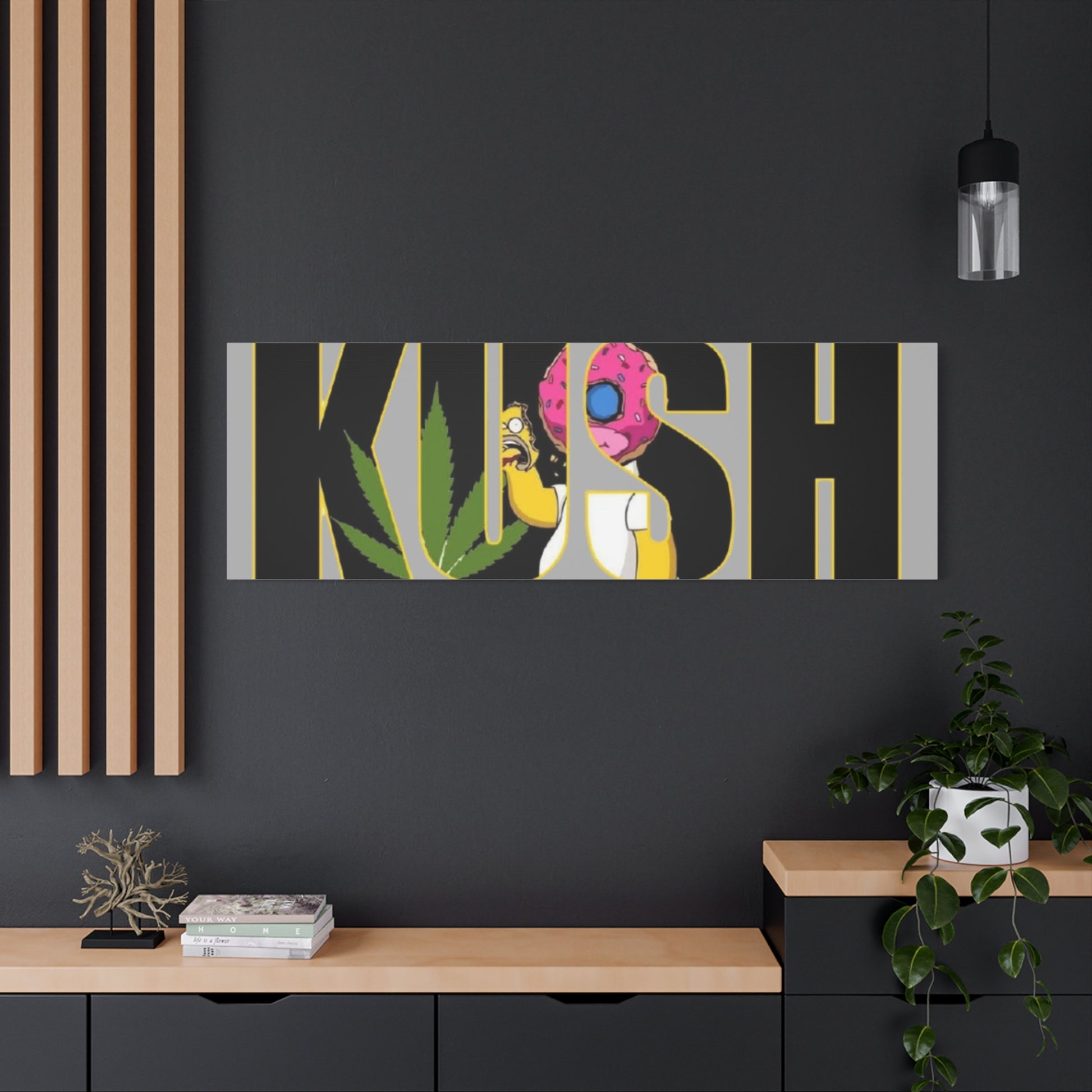 Colorful Cannabis KUSH Wall Art, Stretched Canvas Print, Unique Home Decor, Gift for Smokers, KUSH Design - VYBE Shop