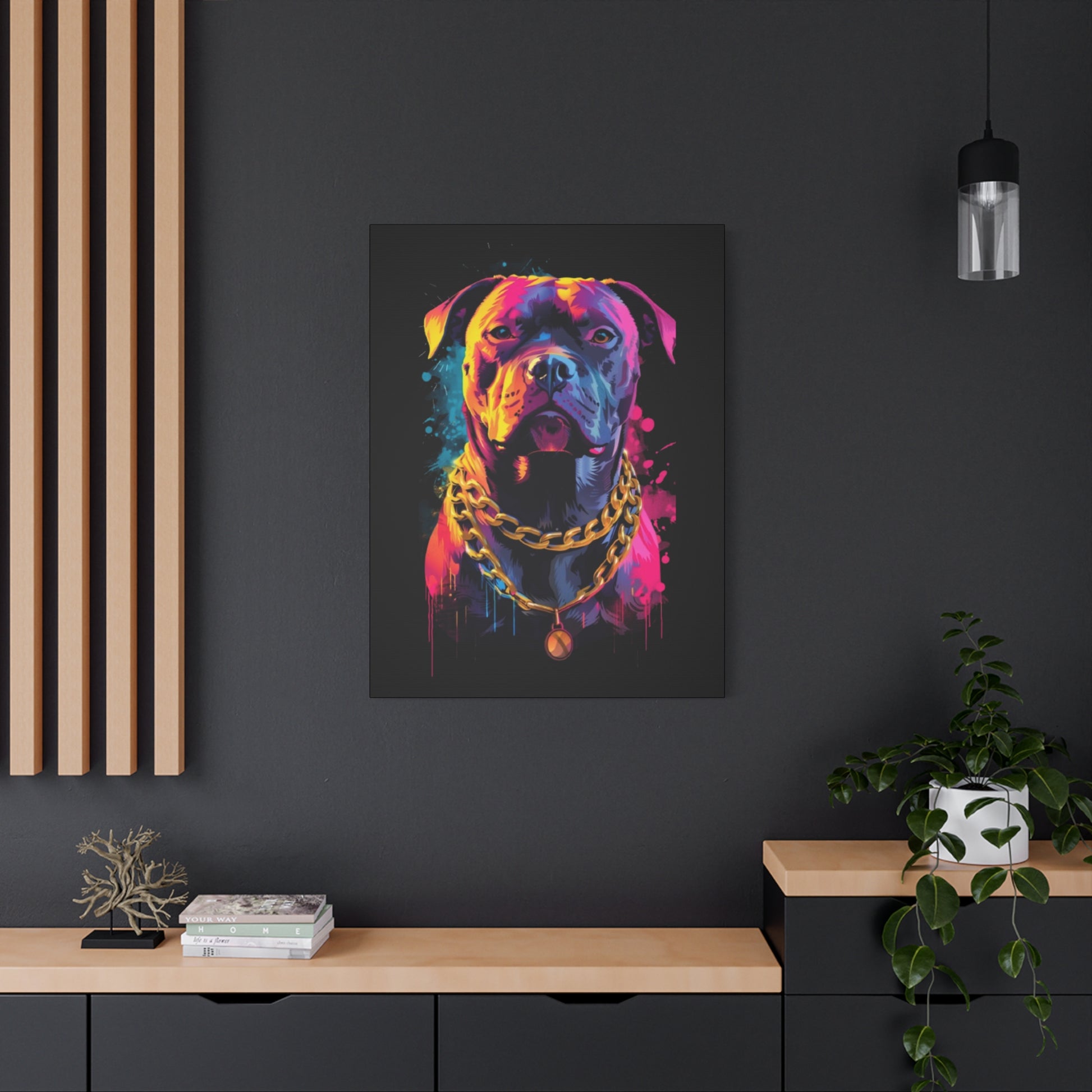 Vibrant Dog Portrait Canvas Art, Dog Lover Gift, Home Decor, Unique Wall Art, Pet Memorial Decoration, Colorful Art Print - VYBE Shop