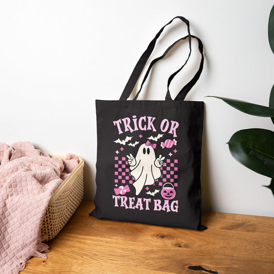 Halloween Trick or Treat Tote Bag, Spooky Cute Bag, Cute Canvas Carryall, Fall Festival Essential - VYBE Shop