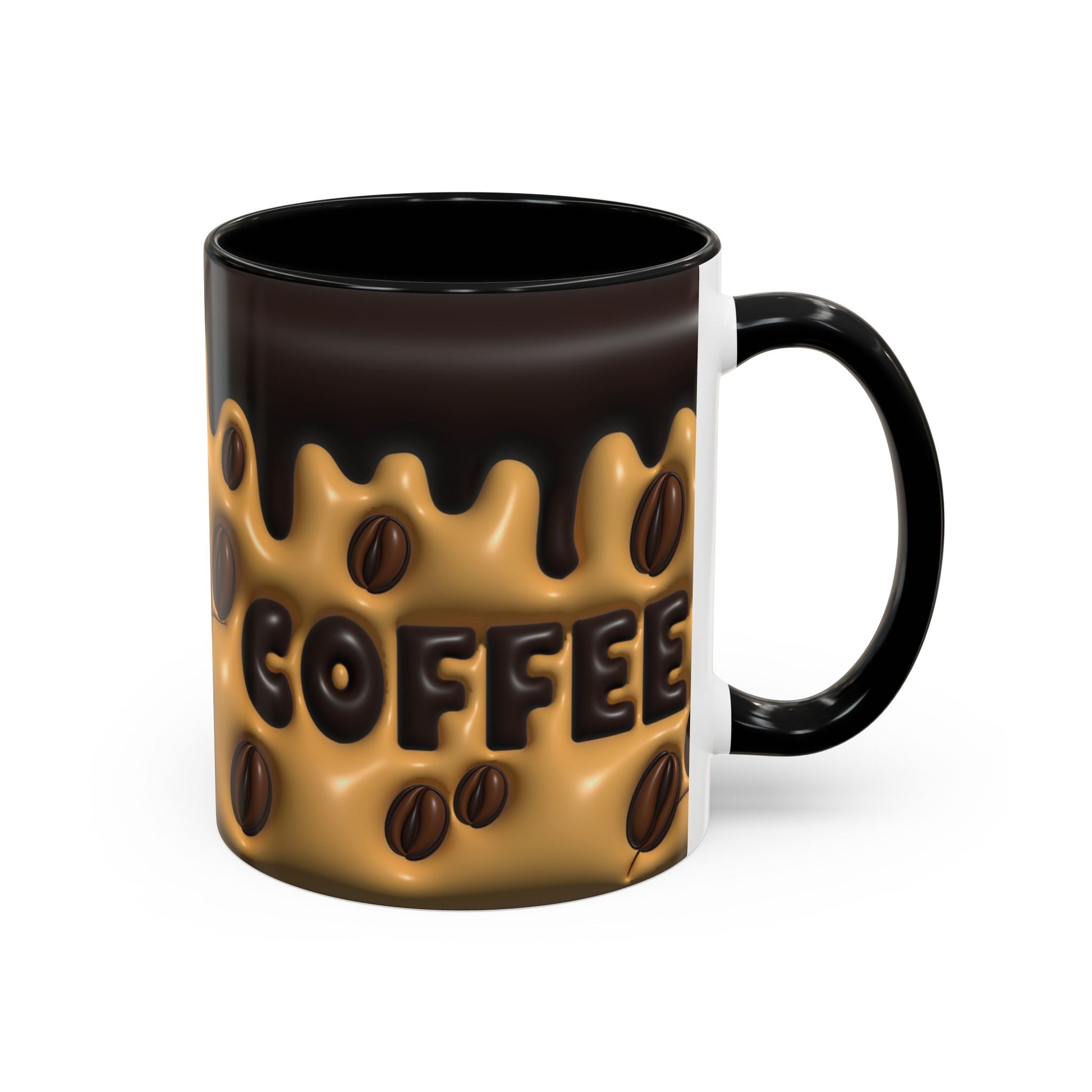 Coffee Lover's Accent Mug - Inflated 3D Design. 11oz or 15oz - VYBE