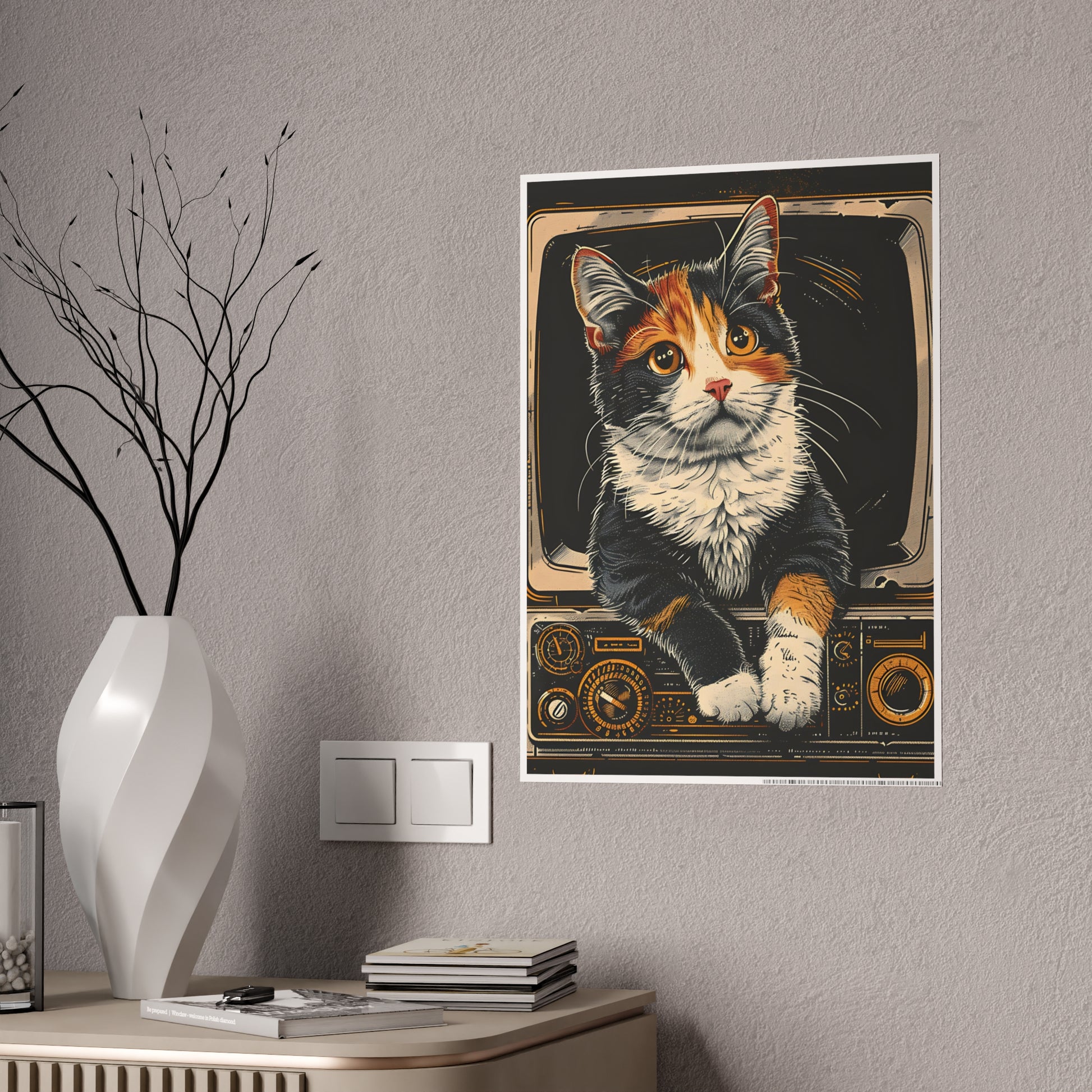 Cat Charming Cat Gloss Poster, Cat Lover Wall Art, Vintage Style Cat Print - VYBE Shop