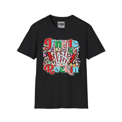 Christmas- Festive Rockin' Unisex T-Shirt Cute Edgy Skeleton Christmas Gift - VYBE Shop