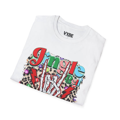 Christmas- Festive Rockin' Unisex T-Shirt Cute Edgy Skeleton Christmas Gift - VYBE Shop