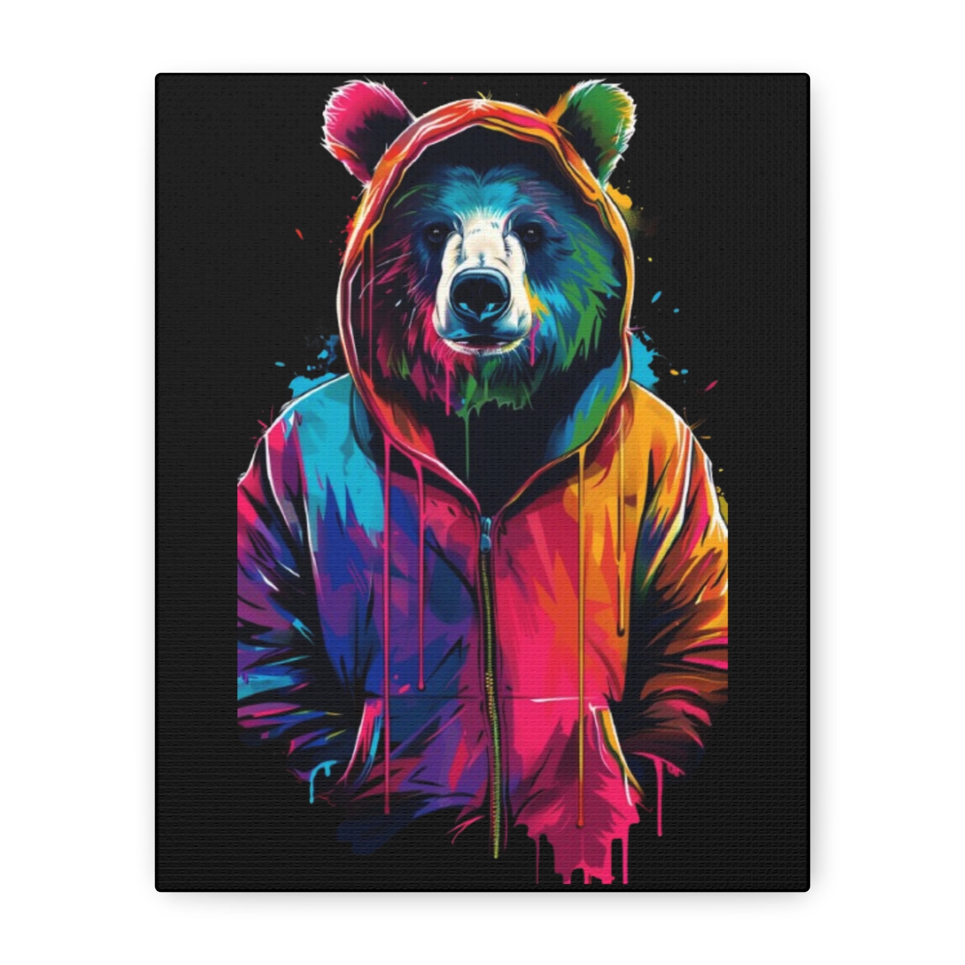 Vibrant Bear Canvas Art, Colorful Wall Decor, Modern Animal Painting, Home Aesthetic, Unique Gift Idea, Wildlife Lover Decor - VYBE Shop