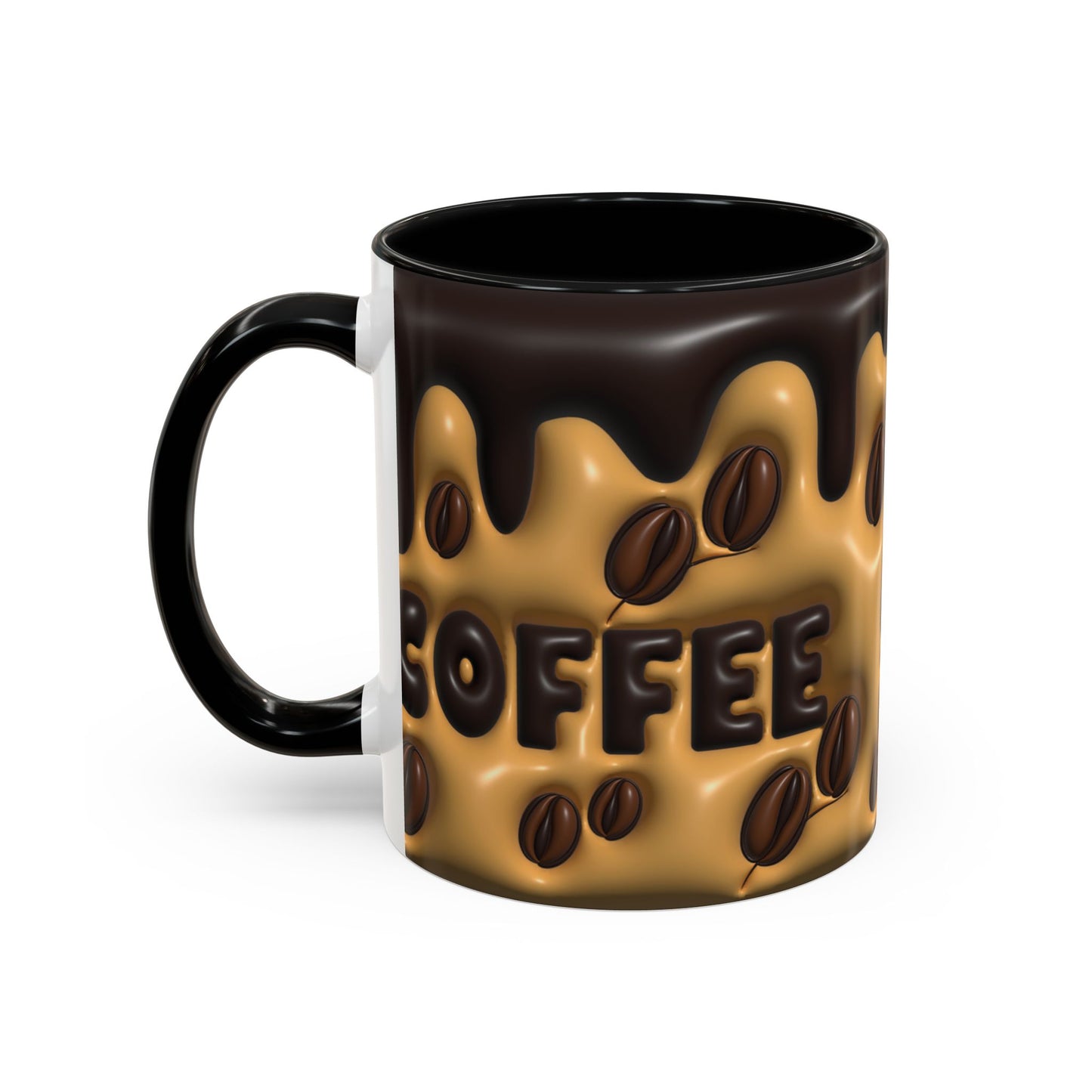 Coffee Lover's Accent Mug - Inflated 3D Design. 11oz or 15oz - VYBE