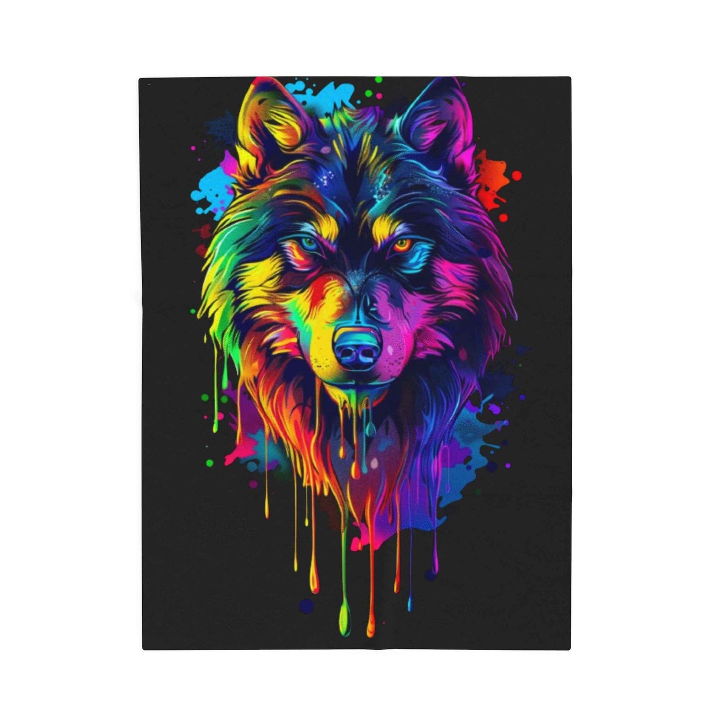 Colorful Wolf Plush Blanket