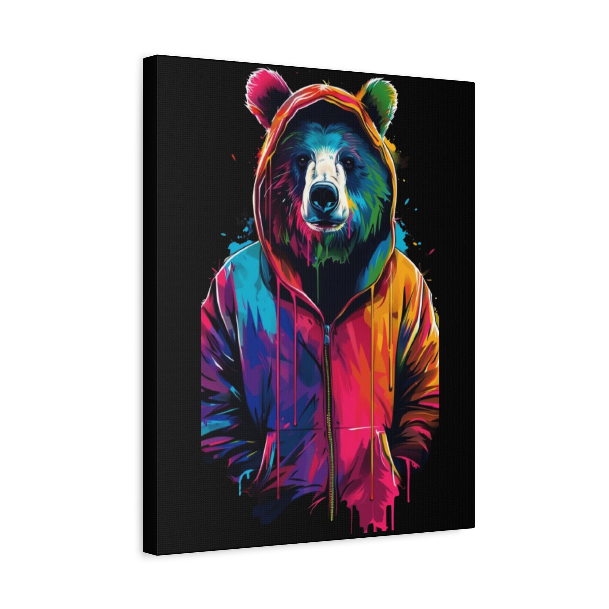 Vibrant Bear Canvas Art, Colorful Wall Decor, Modern Animal Painting, Home Aesthetic, Unique Gift Idea, Wildlife Lover Decor - VYBE Shop